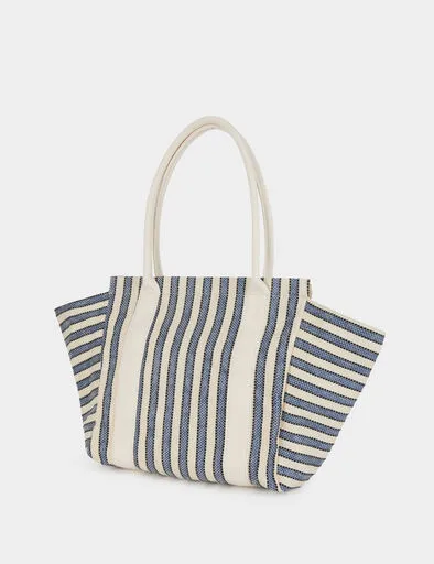 Bolso tote de rayas crudo mujer 261-2tiya