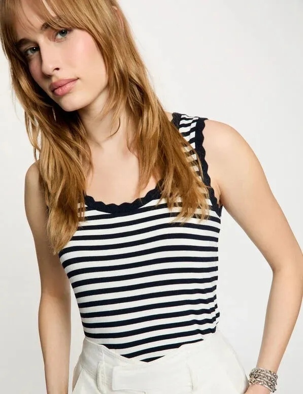 Top punto tirantes anchos azul marino 251-Mpinka (Tallas: Ts)