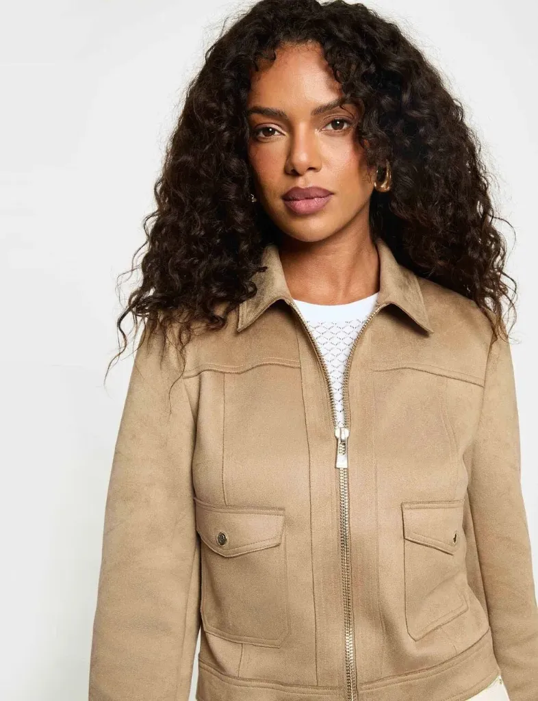 Chaqueta corta antelina topo mujer 252-Gliva