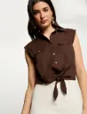 Blusa sin mangas marrón oscuro 252-Darod