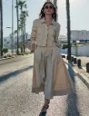 Falda larga de cintura alta beige 262-JKali