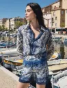 Camisa estampada con cuello vuelto multicolor 262-Cibay