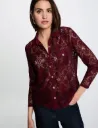 Camisa de encaje con cuello vuelto burdeos 262-Tlilou