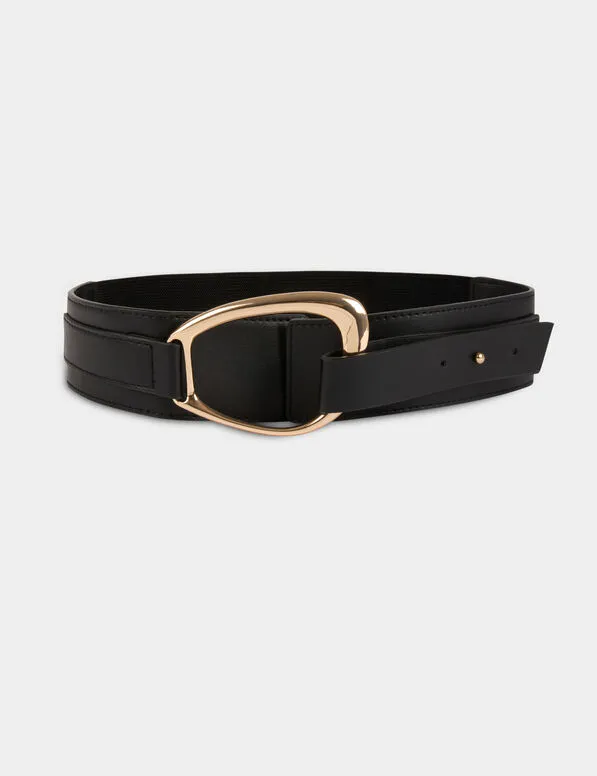 Cinturón ancho elástico negro 262-3Calou