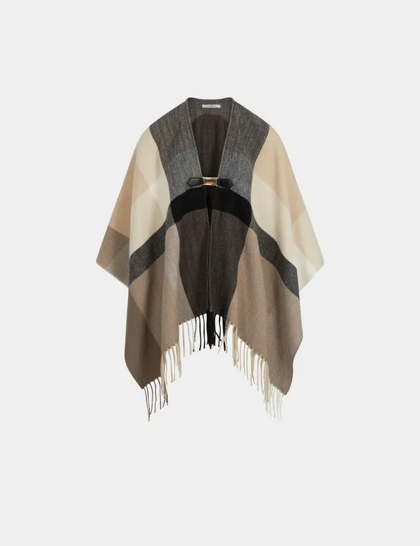 Poncho con cuello abierto multicolor 261-5Clac
