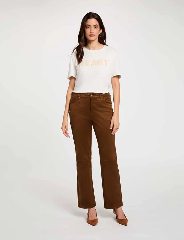 Pantalón recto de ante marrón chocolate 262 Pimp