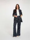 Pantalón ancho de tiro alto azul marino 262-Pvker.f
