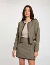Falda de tweed de tiro alto verde caqui 262-Jpopa