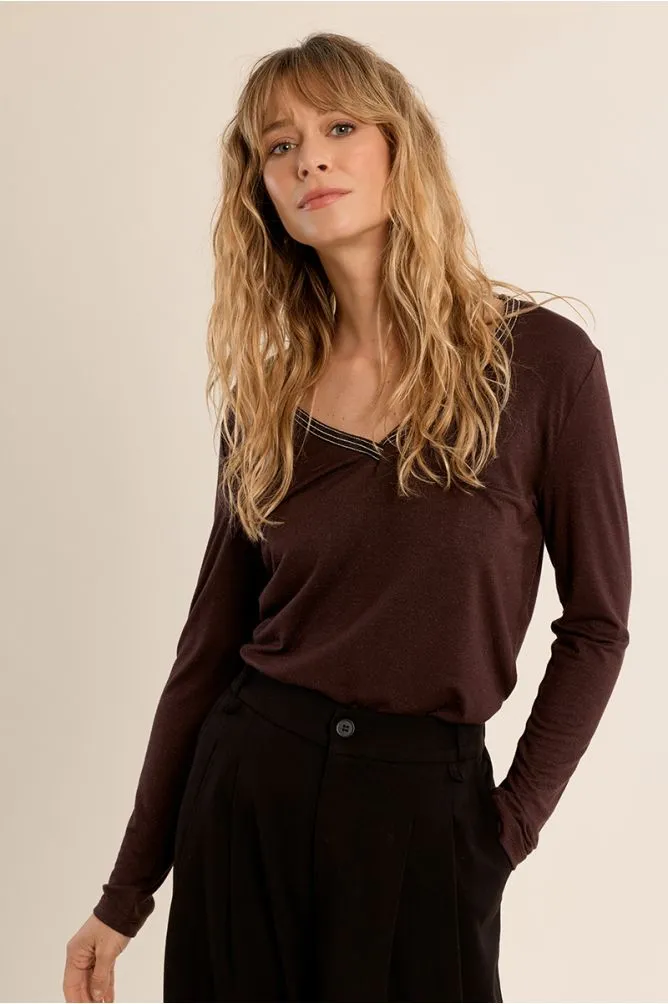 Jersey de manga larga detalle ribete T2019EN (Tallas: Ts, color: negro)