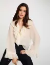 Blusa plisada con cuello en v marfil 262-Ofifi
