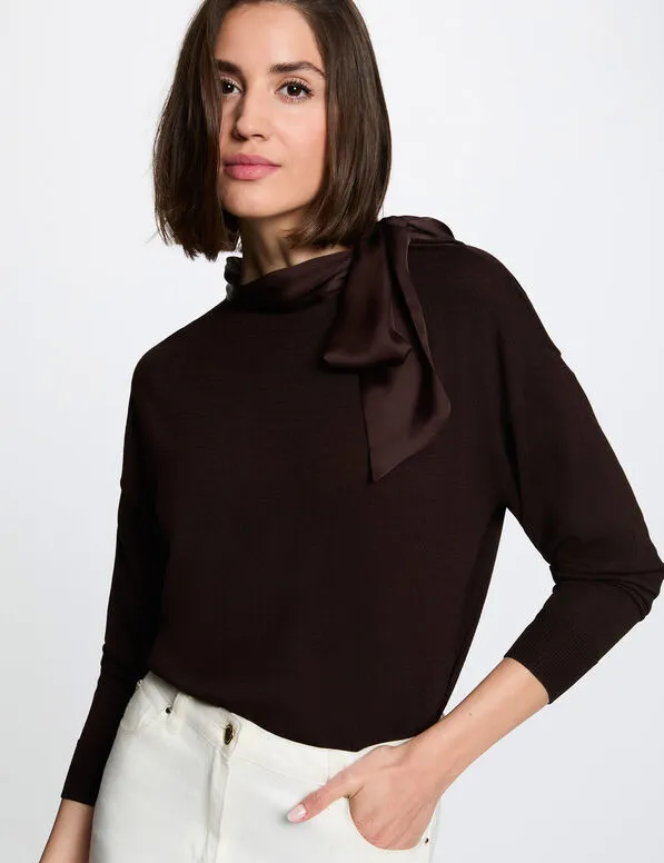 Jersey cuello redondo mangas largas marrón oscuro 262-menton