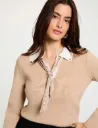 Jersey con cuello vuelto beige 262-Mcil