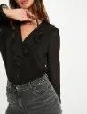 Camiseta de gasa con cuello en v negro 252-Talika