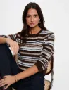 Jersey de rayas con cuello redondo beige 262-Mrisoto