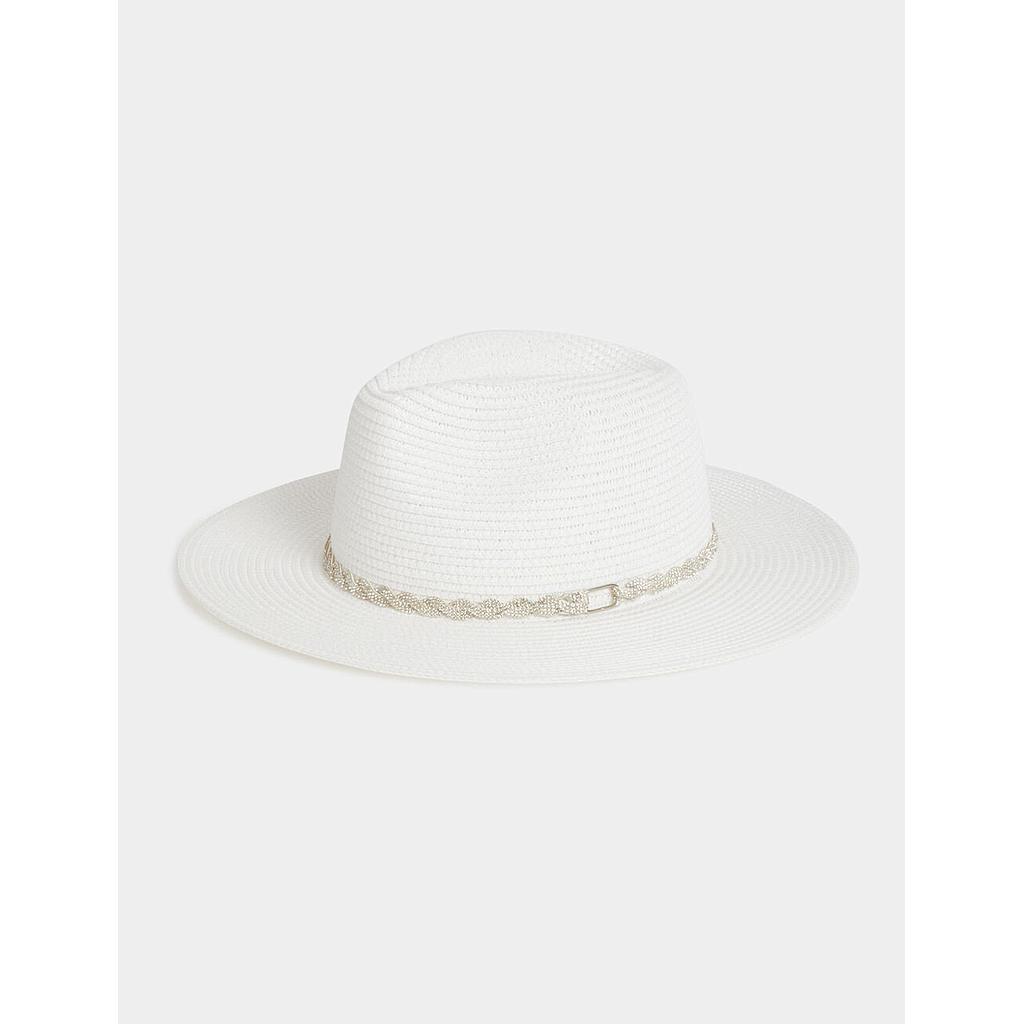 Sombrero trenzado con strass blanco 251-5STAR
