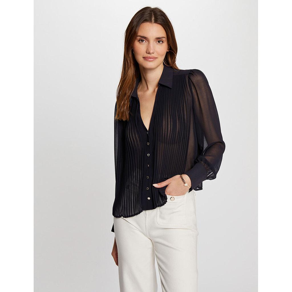 Camisa manga larga pliegues marino 242-Cplia (Tallas: T36)