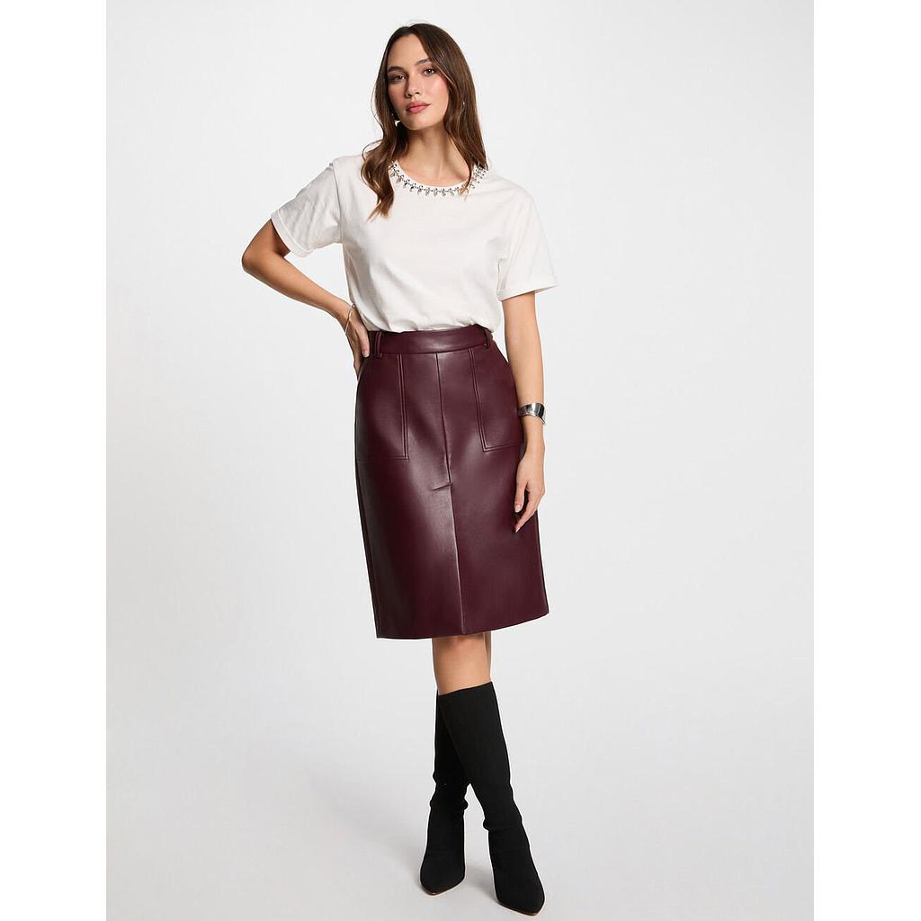 Falda efecto piel granate 251-Jilf (Tallas: T36)