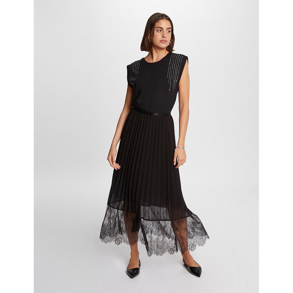 Falda larga acampanada plisada negro 242-Jerlan (Tallas: T36)
