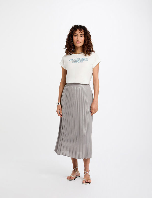 Falda larga plisada couleur argent 252-JPlisan (Tallas: T36)