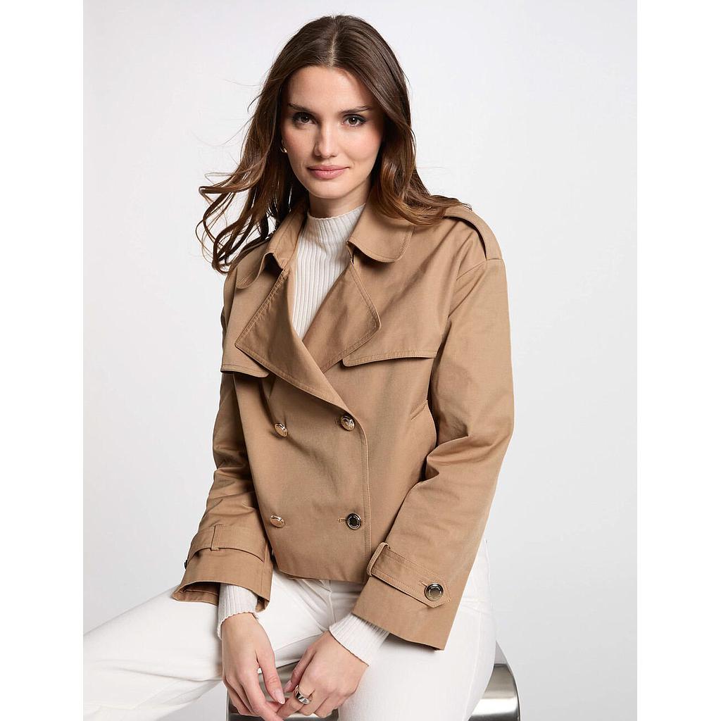 Gabardina corta abotonada cámel 251-Gsim (Tallas: T36)