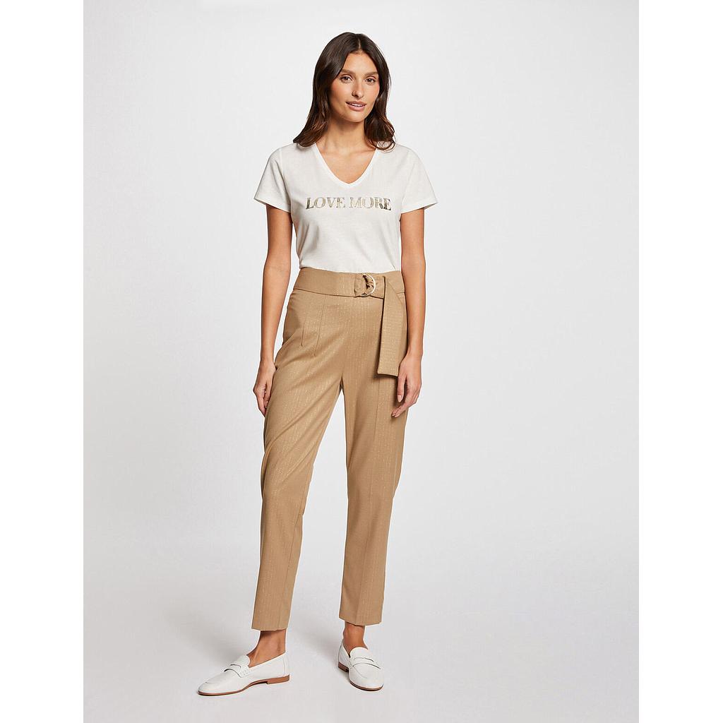 Pantalón ajustado con rayas cámel 241-Pbac.f (Tallas: T36)