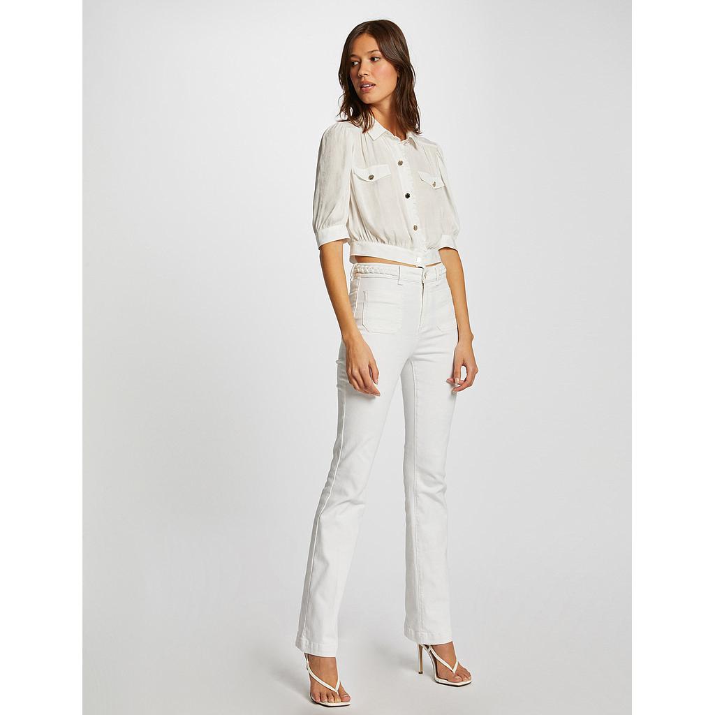 Pantalón boot-cut con detalles trenzados crudo 221-Pseven (Tallas: T36)